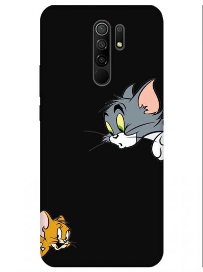 Redmi 9 Tom And Jerry Siyah Telefon Kılıfı