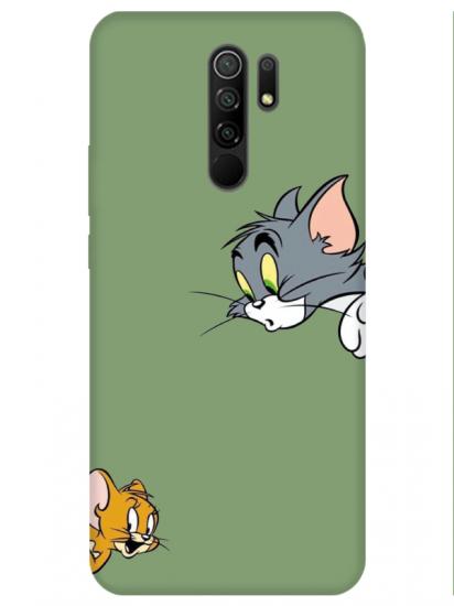 Redmi 9 Tom And Jerry Yeşil Telefon Kılıfı