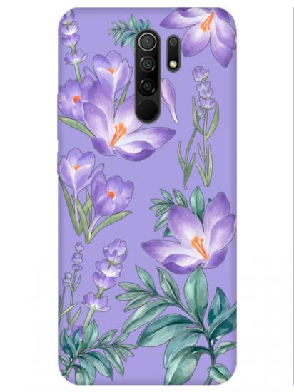 Redmi 9 Kış Çiçeği Lila Telefon Kılıfı