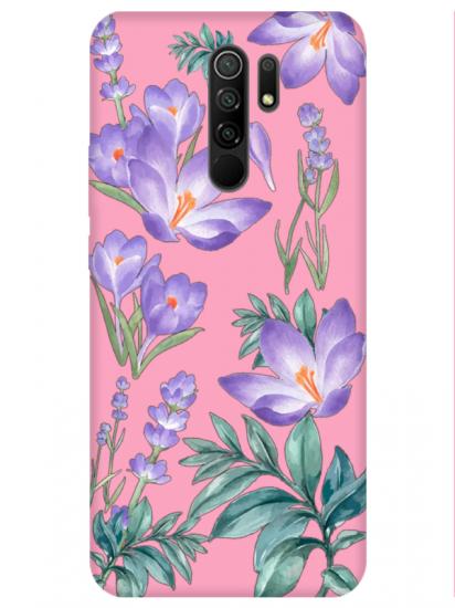 Redmi 9 Kış Çiçeği Pembe Telefon Kılıfı