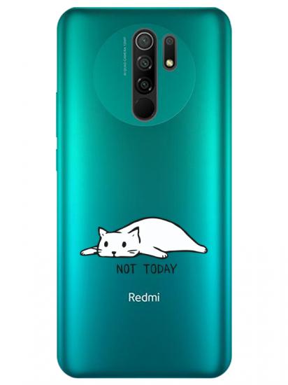 Redmi 9 Not Today Kedi Şeffaf Telefon Kılıfı