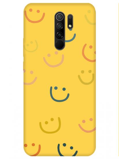 Redmi 9 Emoji Gülen Yüz Sarı Telefon Kılıfı