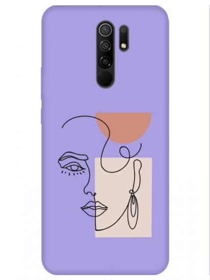 Redmi 9 Women Art Lila Telefon Kılıfı