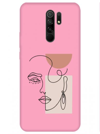 Redmi 9 Women Art Pembe Telefon Kılıfı