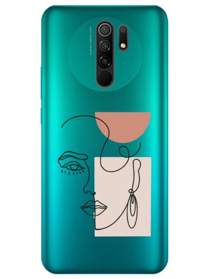 Redmi 9 Women Art Şeffaf Telefon Kılıfı