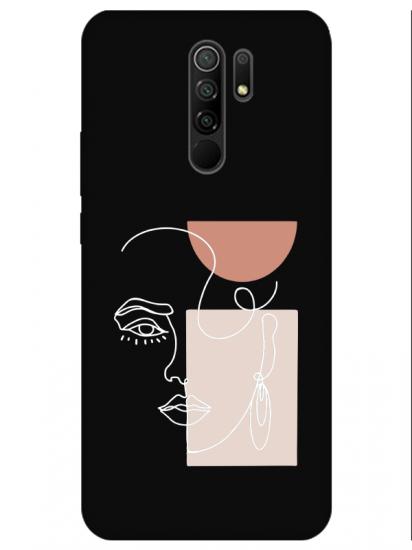 Redmi 9 Women Art Siyah Telefon Kılıfı