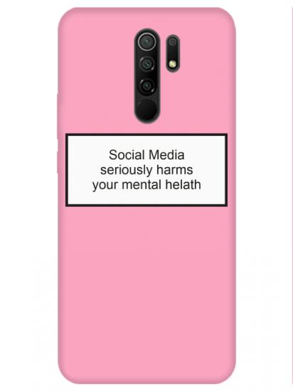 Redmi 9 Social Media Pembe Telefon Kılıfı