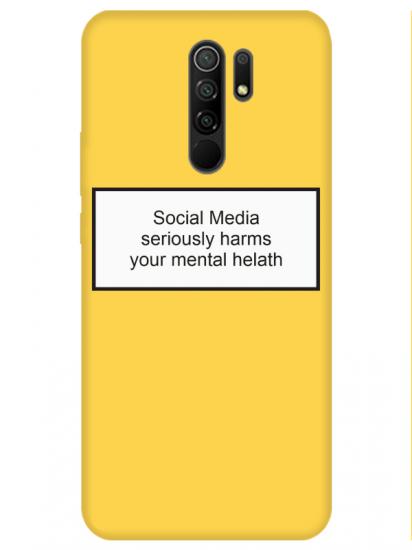 Redmi 9 Social Media Sarı Telefon Kılıfı