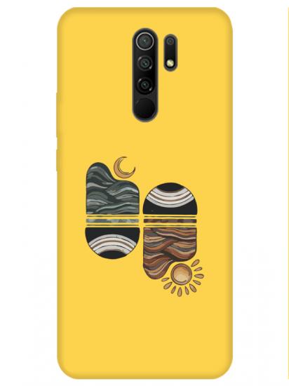 Redmi 9 Sunset Wave Sarı Telefon Kılıfı