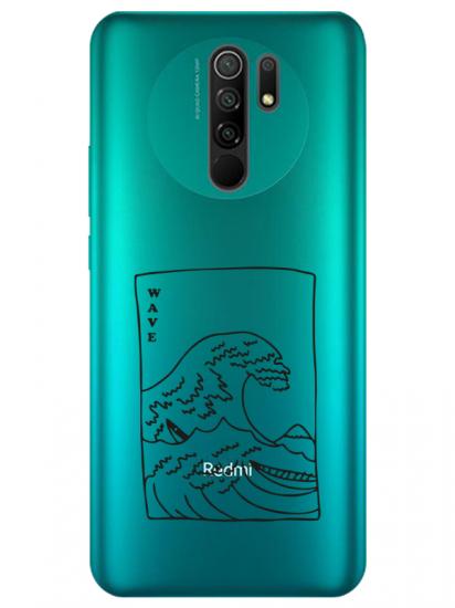 Redmi 9 Kanagawa Wave Şeffaf Telefon Kılıfı