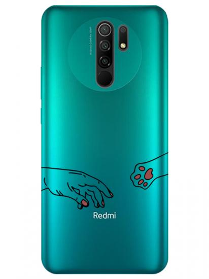 Redmi 9 Hand And Paw Şeffaf Telefon Kılıfı