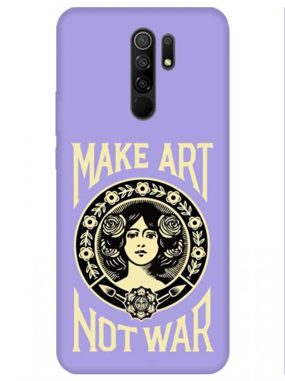 Redmi 9 Make Art Not War Lila Telefon Kılıfı