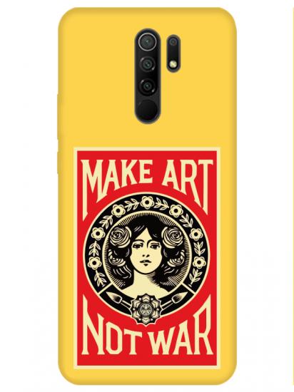 Redmi 9 Make Art Not War Sarı Telefon Kılıfı