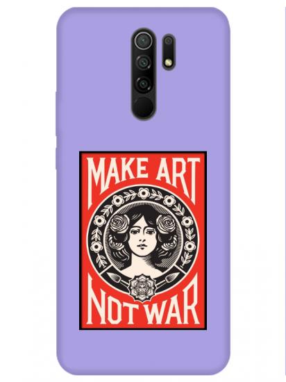 Redmi 9 Make Art Not War Lila Telefon Kılıfı