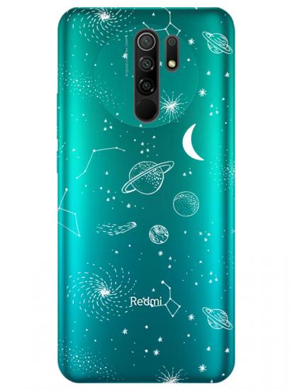 Redmi 9 Gezegenler Şeffaf Telefon Kılıfı