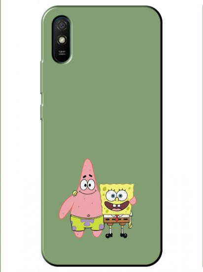 Redmi 9A Sünger Bob Ve Patrickstar Yeşil Telefon Kılıfı