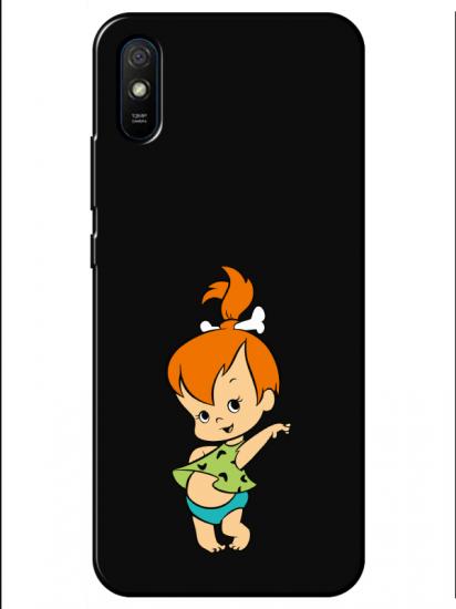 Redmi 9A Taş Devri Kız Bebek Siyah Telefon Kılıfı