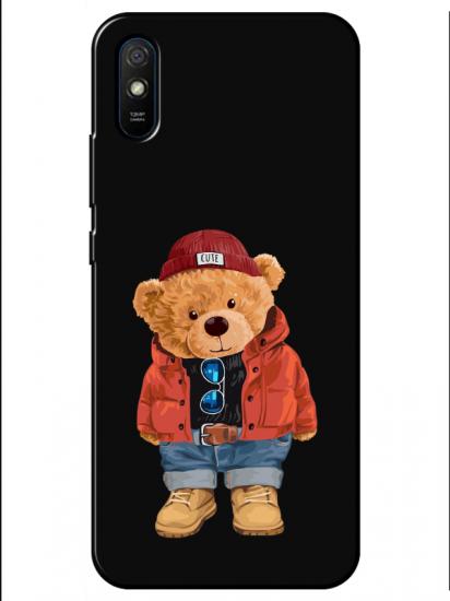 Redmi 9A Teddy Bear Siyah Telefon Kılıfı