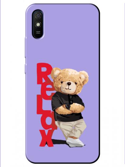 Redmi 9A Teddy Bear Relax Lila Telefon Kılıfı