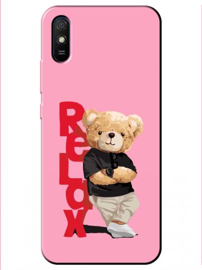 Redmi 9A Teddy Bear Relax Pembe Telefon Kılıfı