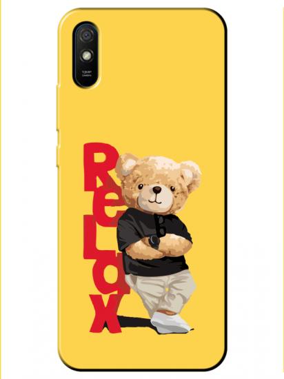 Redmi 9A Teddy Bear Relax Sarı Telefon Kılıfı