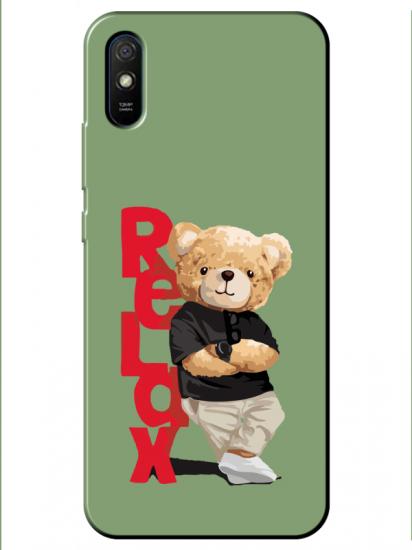 Redmi 9A Teddy Bear Relax Yeşil Telefon Kılıfı