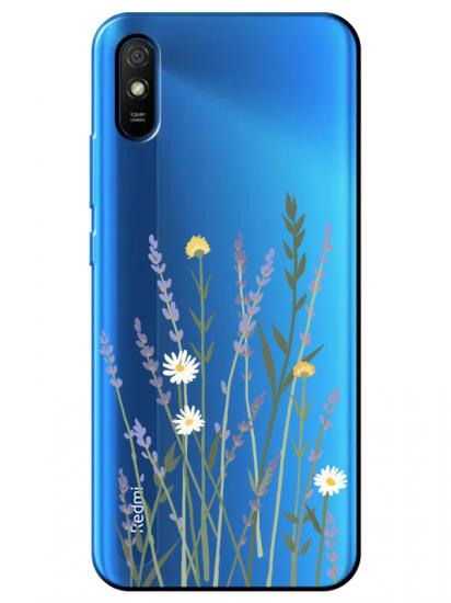 Redmi 9A Lavanta Desenli Şeffaf Telefon Kılıfı