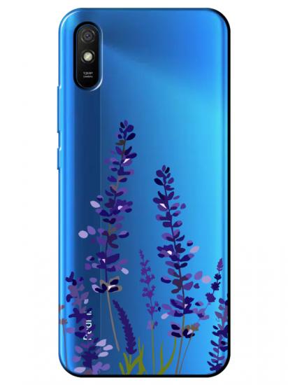 Redmi 9A Lavanta Desenli Şeffaf Telefon Kılıfı