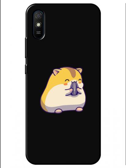 Redmi 9A Sevimli Hamster Siyah Telefon Kılıfı