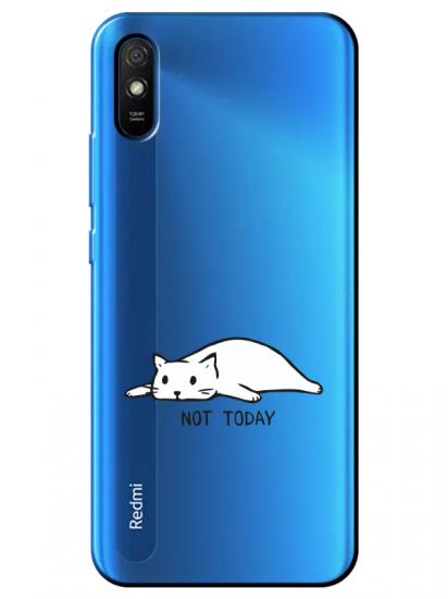 Redmi 9A Not Today Kedi Şeffaf Telefon Kılıfı