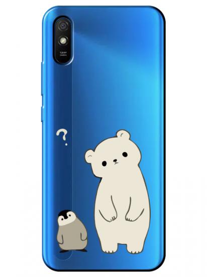 Redmi 9A Penguen Ve Ayıcık Şeffaf Telefon Kılıfı