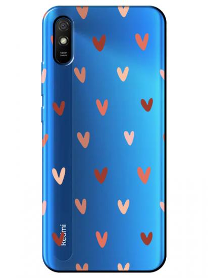 Redmi 9A Kalp Desen Şeffaf Telefon Kılıfı