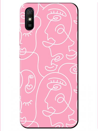 Redmi 9A Face Art Pembe Telefon Kılıfı