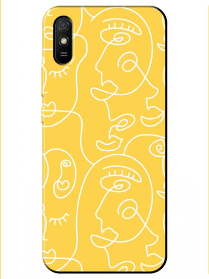 Redmi 9A Face Art Sarı Telefon Kılıfı