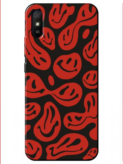 Redmi 9A Gülen Yüzler Kırmızı Telefon Kılıfı