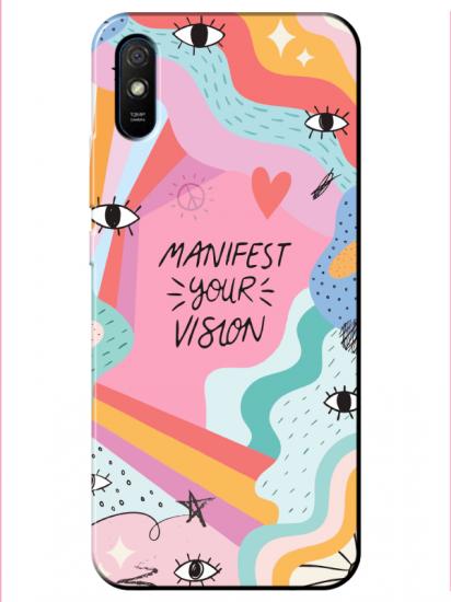 Redmi 9A Manifest Your Vision Pembe Telefon Kılıfı