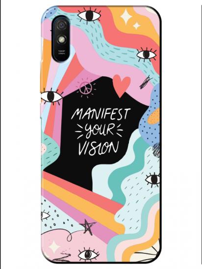 Redmi 9A Manifest Your Vision Siyah Telefon Kılıfı