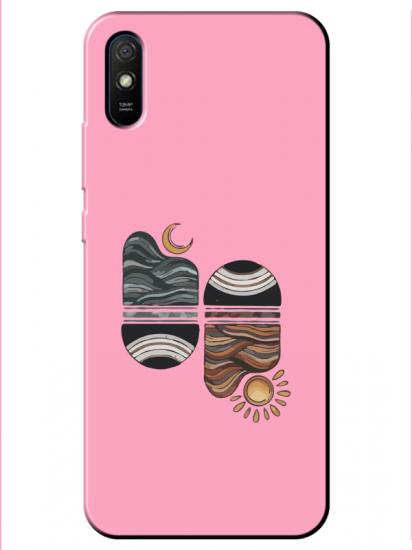 Redmi 9A Sunset Wave Pembe Telefon Kılıfı