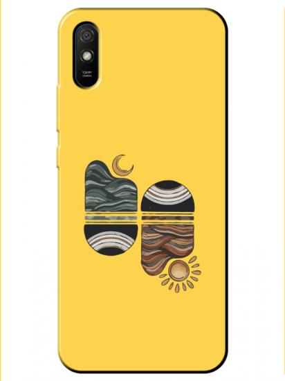 Redmi 9A Sunset Wave Sarı Telefon Kılıfı