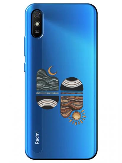 Redmi 9A Sunset Wave Şeffaf Telefon Kılıfı