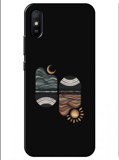 Redmi 9A Sunset Wave Siyah Telefon Kılıfı