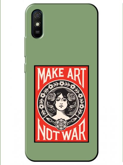 Redmi 9A Make Art Not War Yeşil Telefon Kılıfı