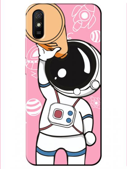 Redmi 9A Astronot Pembe Telefon Kılıfı