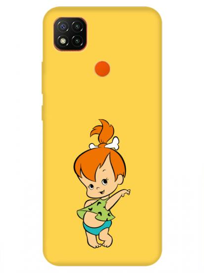 Redmi 9C Taş Devri Kız Bebek Sarı Telefon Kılıfı