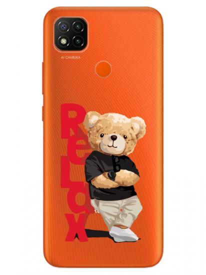 Redmi 9C Teddy Bear Relax Şeffaf Telefon Kılıfı