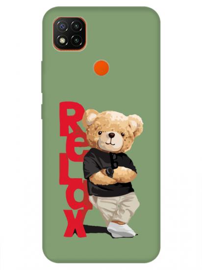 Redmi 9C Teddy Bear Relax Yeşil Telefon Kılıfı