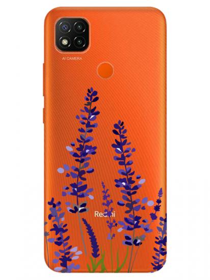 Redmi 9C Lavanta Desenli Şeffaf Telefon Kılıfı