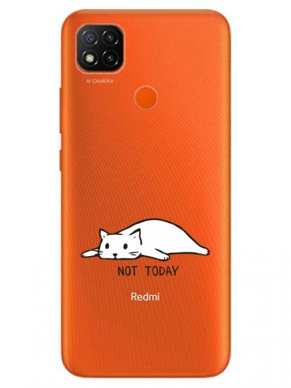 Redmi 9C Not Today Kedi Şeffaf Telefon Kılıfı