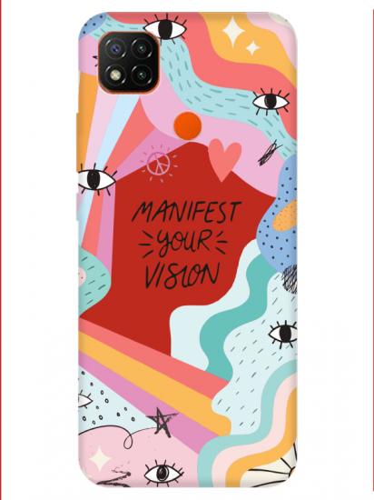 Redmi 9C Manifest Your Vision Kırmızı Telefon Kılıfı