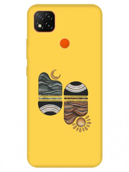 Redmi 9C Sunset Wave Sarı Telefon Kılıfı